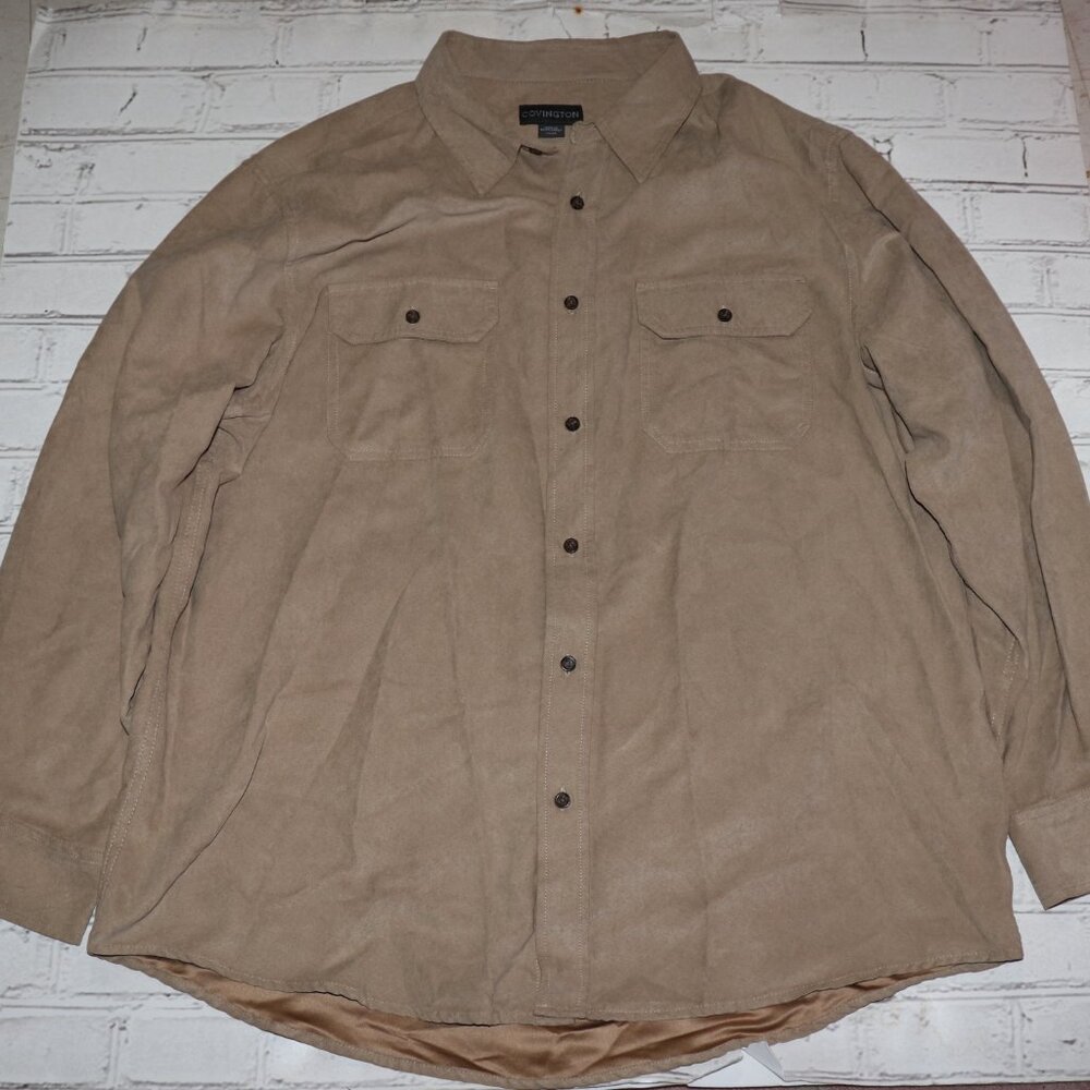 Men's Tan Long sleeve button-down shirt by Covington Nwot XL